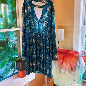 Altar’d State Turquoise Long Sleeve Boho Dress